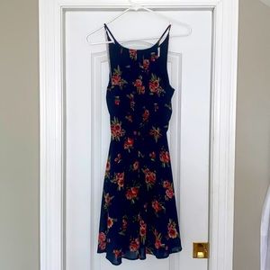 high neck floral dress with flow